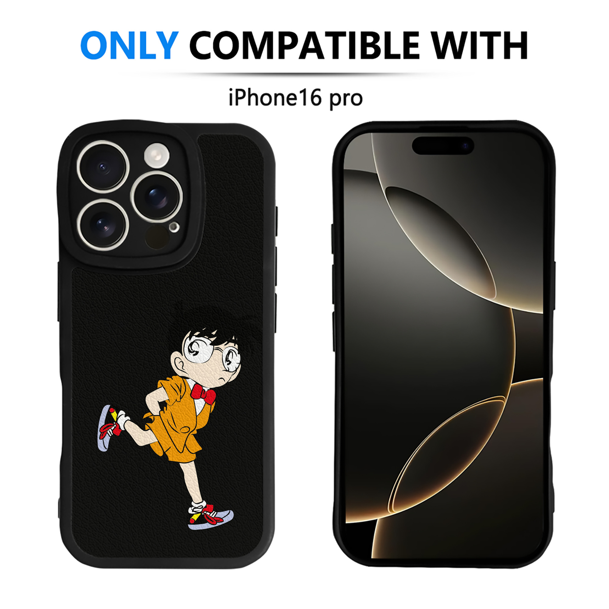 （画像用） 名探偵コナン 江戸川 コナン Detective Conan Conan Edogawa 【iPhone 16シリーズ対応】シリコンスマホケース（レザー調） 材質：シリコン
